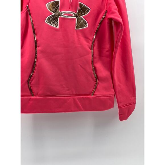 UNDER ARMOUR Women's Neon Pink Semi-Fitted Storm Caliber Hoodie SZ S - Picture 6 of 10